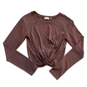 Wilfred Free Brown Ortiz Knot Cropped Long Sleeve Size M Neutral Basics Aritzia